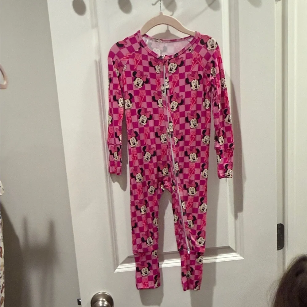 Pink Minnie Checkered Girls One Piece 12-18 months NWT